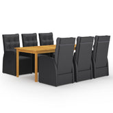 5 Piece Garden Dining Set Black